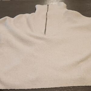 White Ribbed Women's Sweater